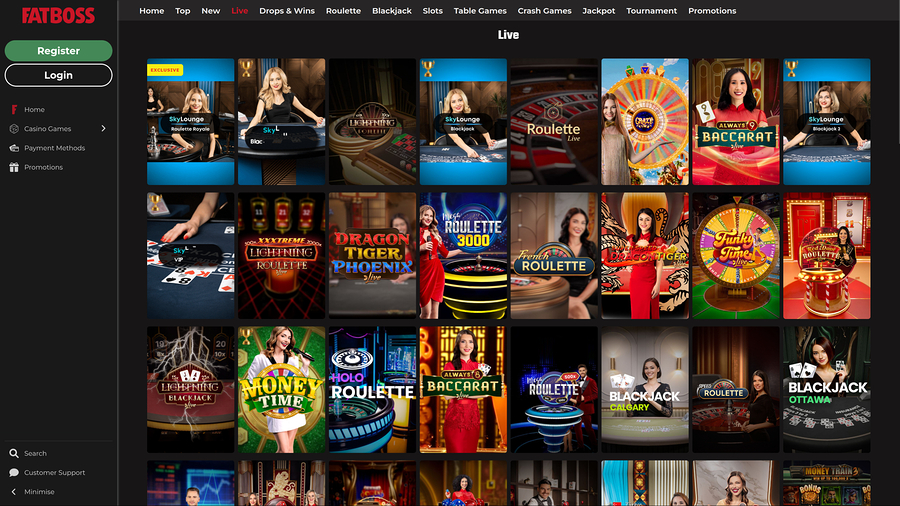 FatBoss Casino Desktop Live Dealer