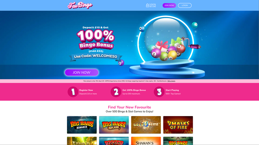 Favbingo Casino Desktop Homepage