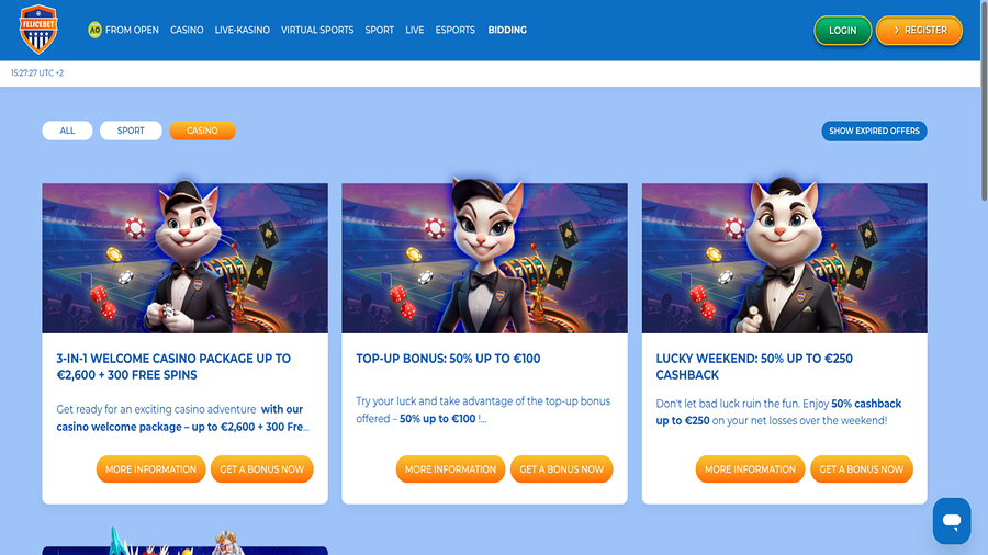 Promotions screenshot of Felicebet Casino for Desktop