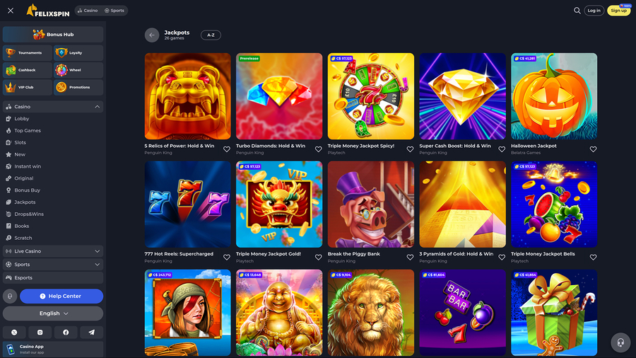 Felixspin Casino Desktop Jackpot