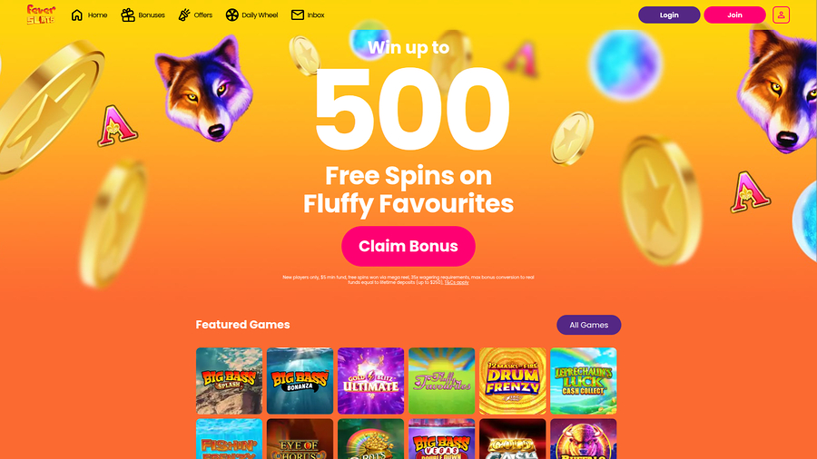 Fever Slots Casino Desktop Homepage