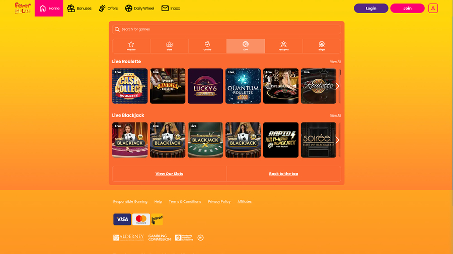 Fever Slots Casino Desktop Live Dealer