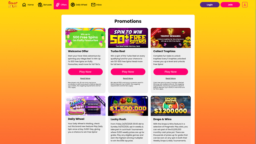 Fever Slots Casino Desktop Promotions