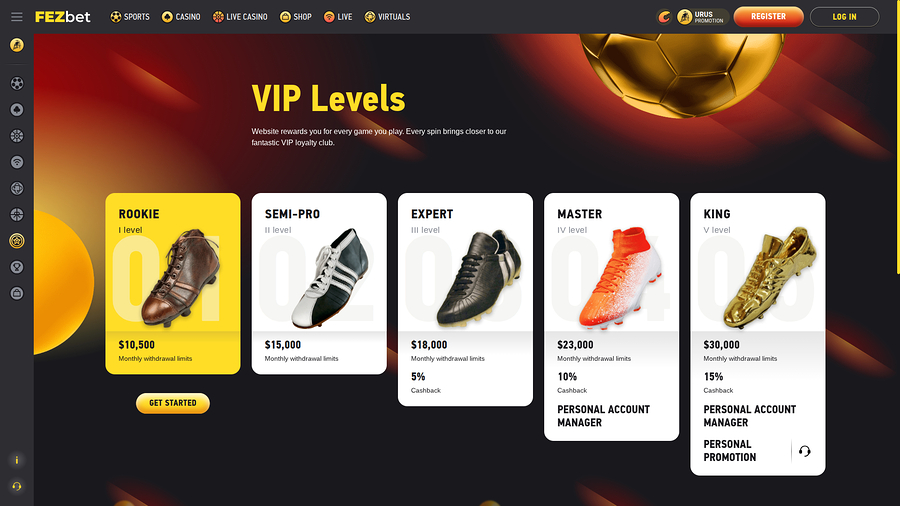 FEZbet Casino Desktop VIP Program