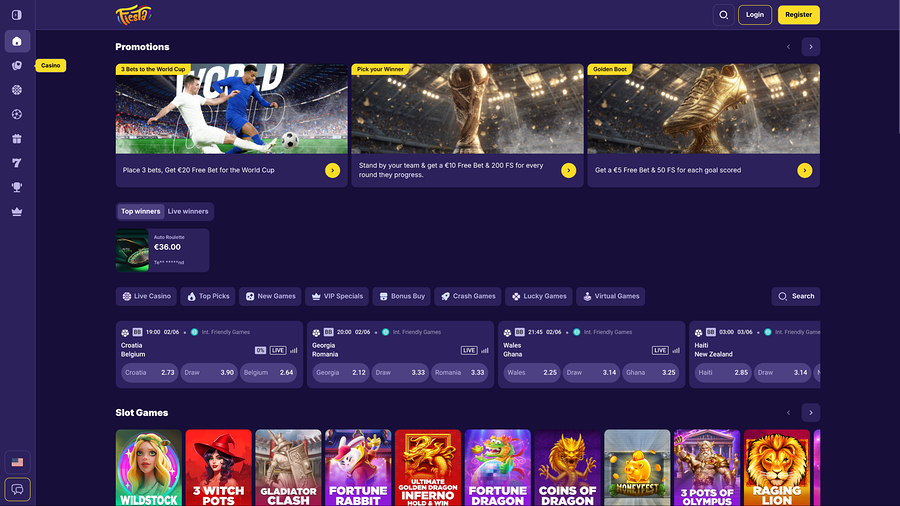 Página de inicio de escritorio del casino Fiestaslots
