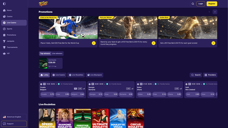 Casino Fiestaslots con crupier en vivo para escritorio
