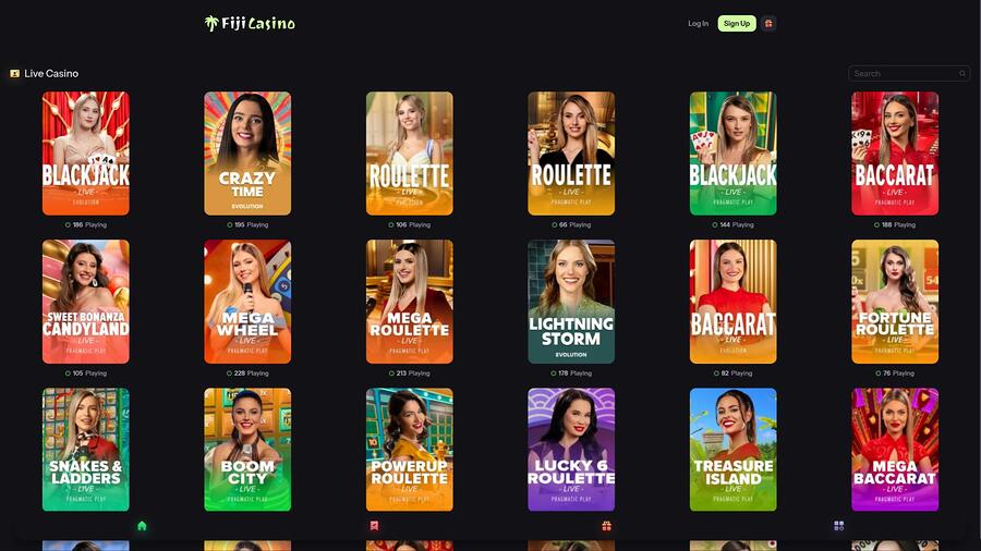 Fiji Casino live dealer page
