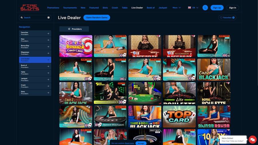 FireSlots Casino Desktop Live Dealer
