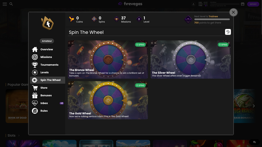 Fire Vegas Casino Desktop Wheel