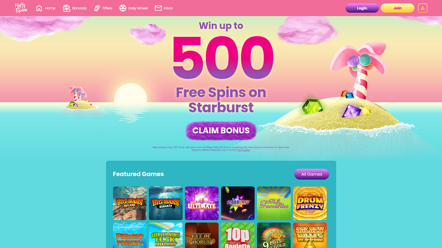 Fluffy Spins Casino Desktop Homepage
