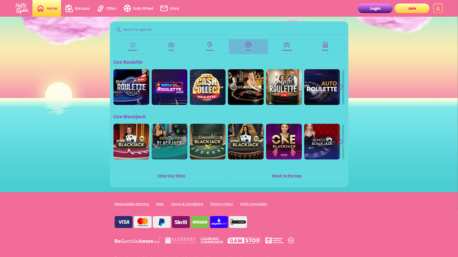 Fluffy Spins Casino Desktop Live Dealer