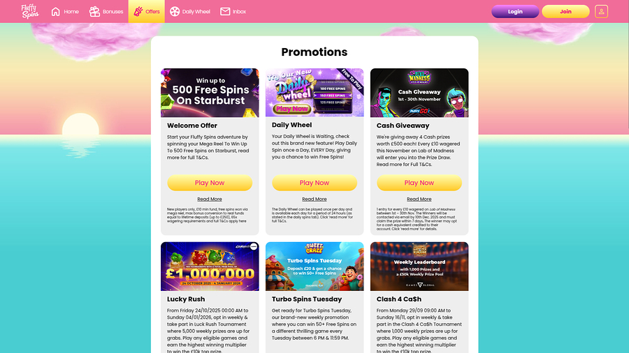 Fluffy Spins Casino Desktop Promotions