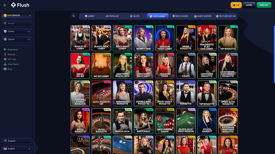 Flush Desktop Live Dealer