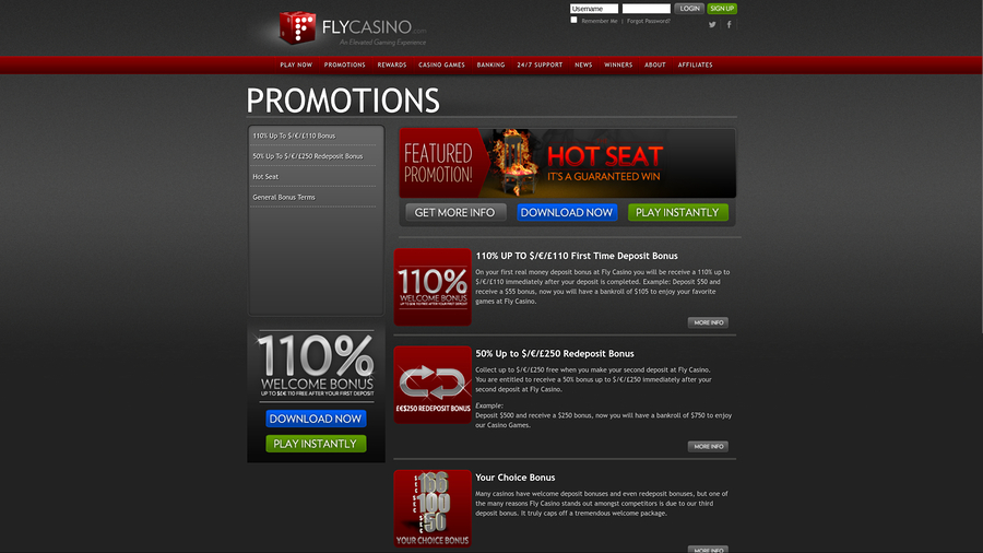 Fly Casino Desktop Promotions