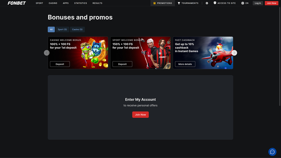 Fonbet Casino Desktop Promotions