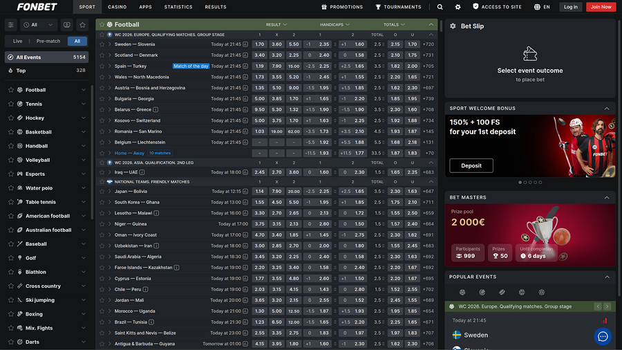 Fonbet Casino Desktop Sports