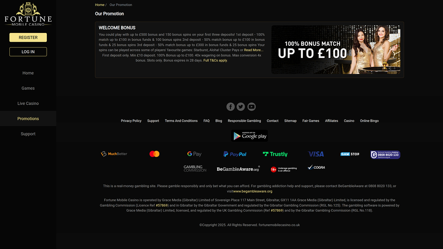 Fortune Mobile Casino Desktop Promotions