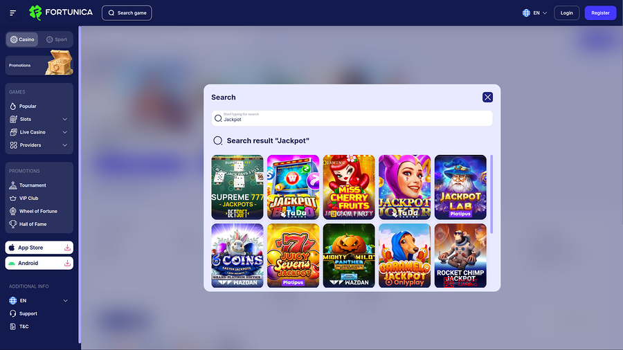 Fortunica Casino Desktop Jackpot