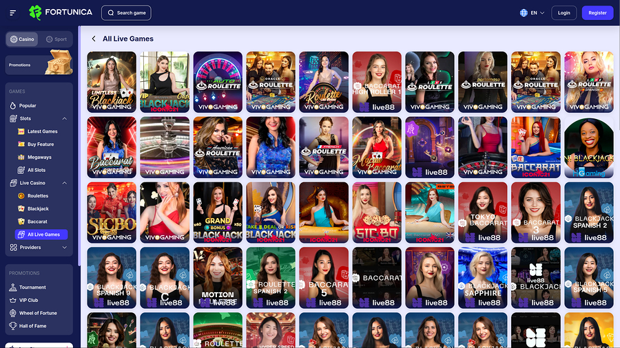 Fortunica Casino Desktop Live Dealer