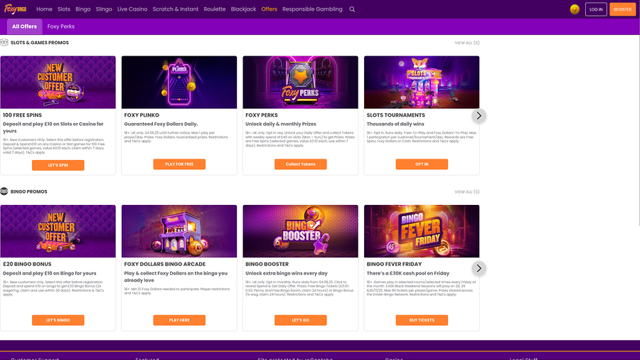 Foxy Games Casino Desktop Promotions