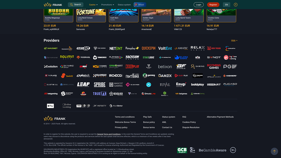 Frank Casino datorspelutvecklare