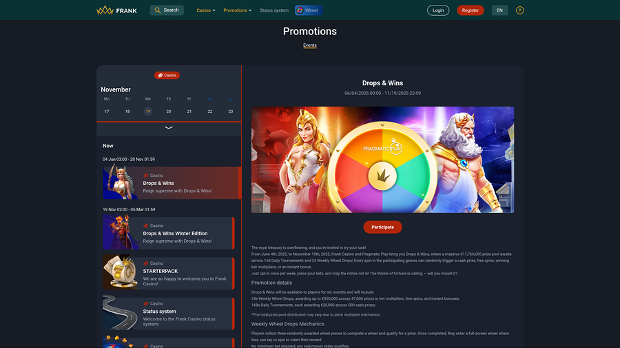 Frank Casino Desktop-kampanjer