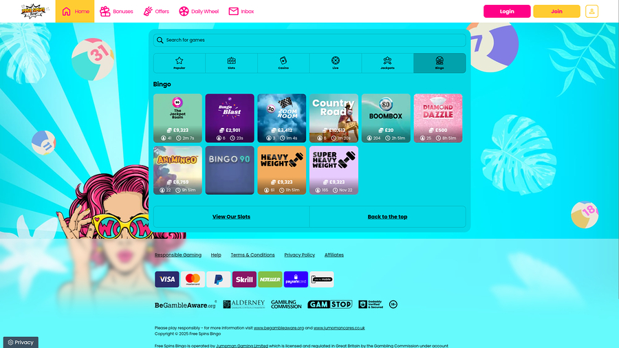 Free Spins Bingo Desktop Bingo