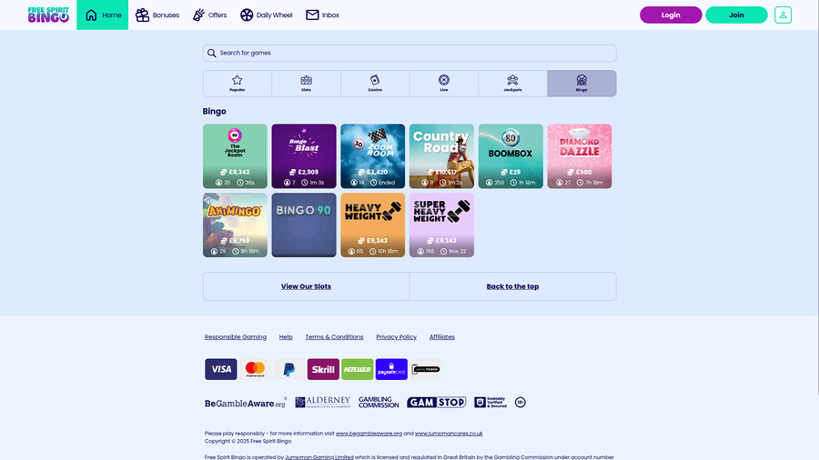 Free Spirit Bingo Desktop Bingo