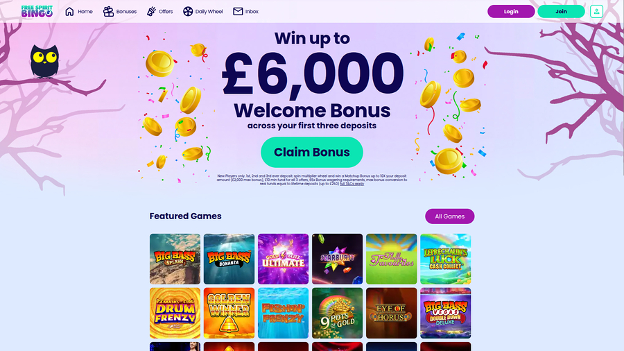 Free Spirit Bingo Desktop Homepage