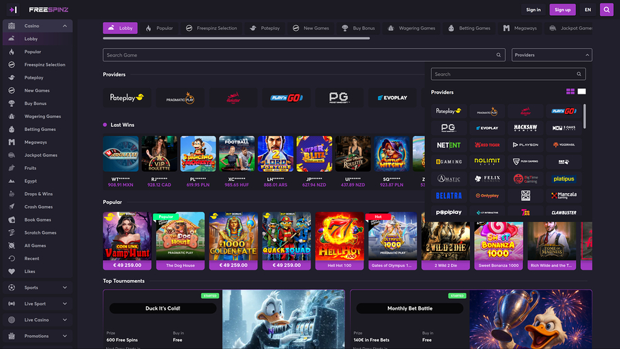 Freespinz Casino Desktop Game Developers