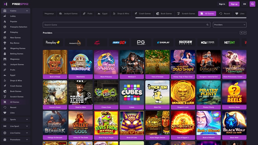 Freespinz Casino Desktop Games