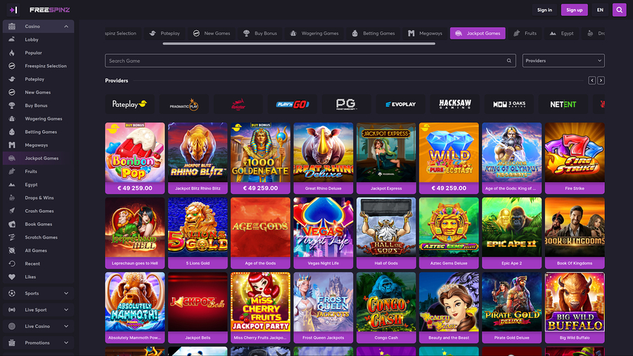 Freespinz Casino Desktop Jackpot