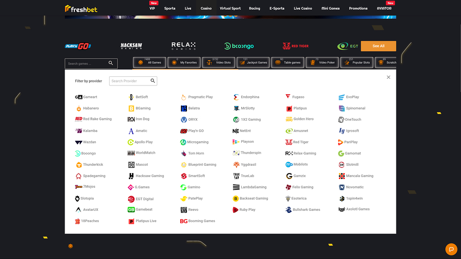 Fresh Bet Casino Desktop Game Developers
