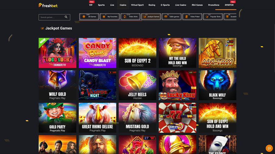 Fresh Bet Casino Desktop Jackpot