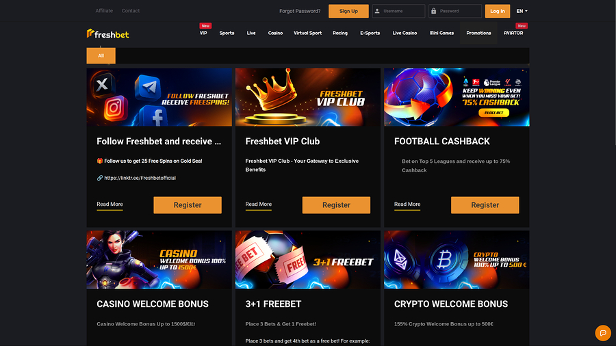 Fresh Bet Casino Desktop Promotions