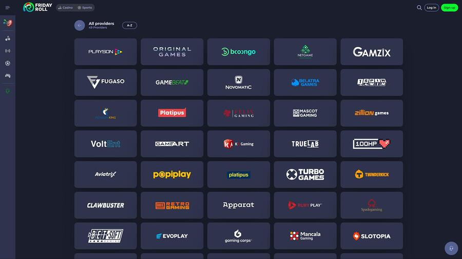 FridayRoll Casino game developers page