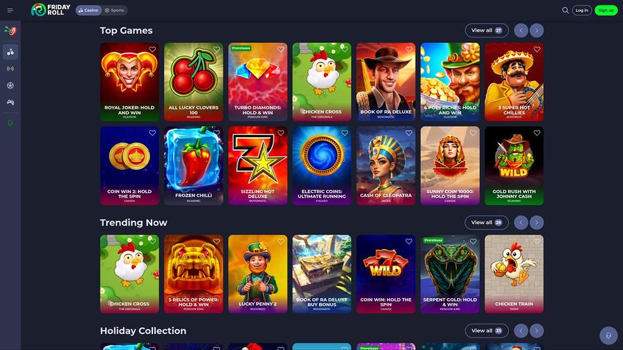 FridayRoll Casino games page