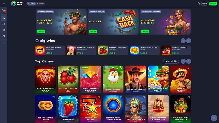 FridayRoll Casino homepage
