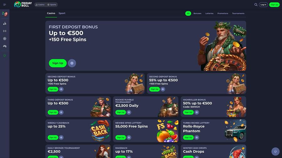 FridayRoll Casino promotions page