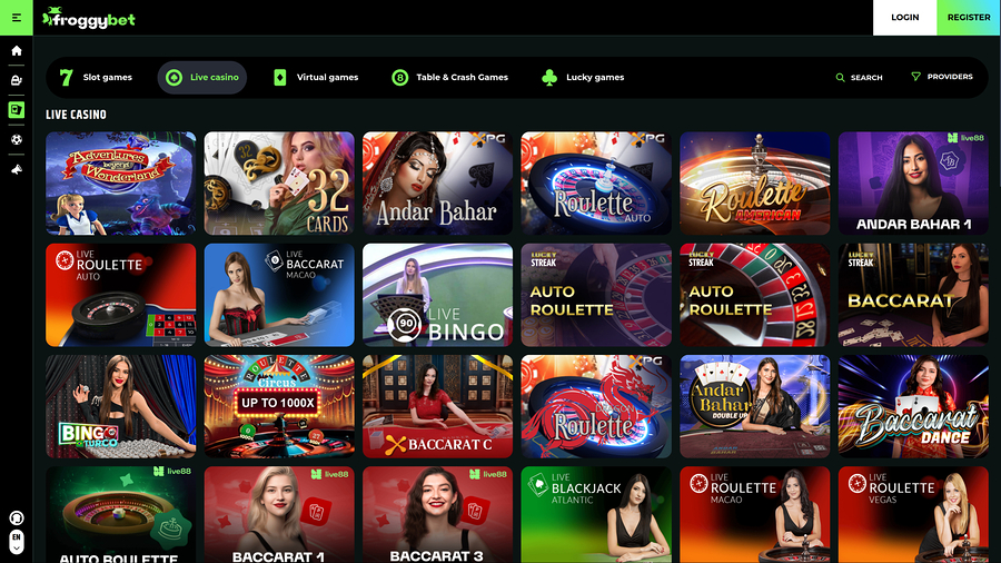 Froggybet Casino Desktop Live Dealer