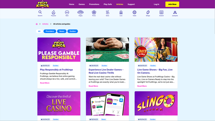 FruitKings Casino Desktop Articles