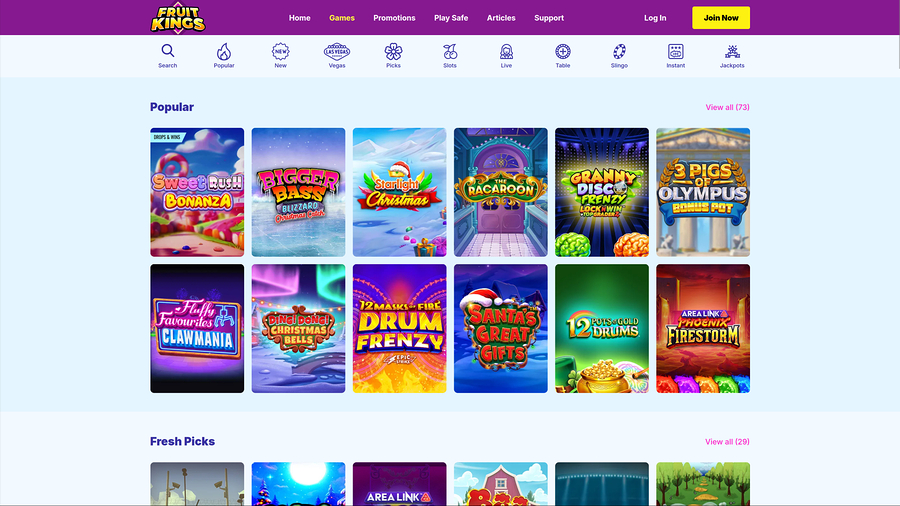 FruitKings Casino Desktop Games