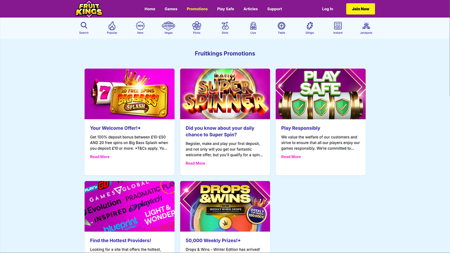 FruitKings Casino Desktop Promotions