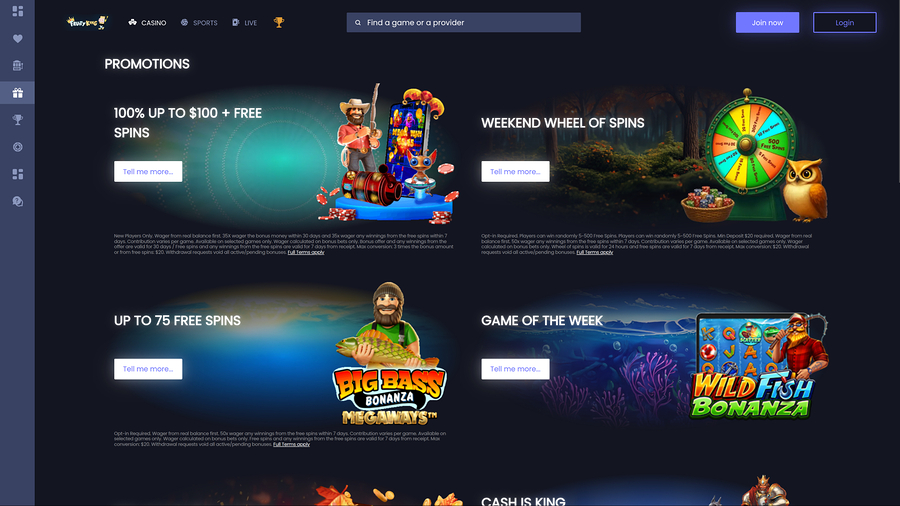 Fruity King Casino Desktop Promotions