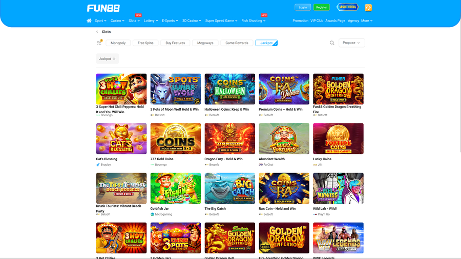 Fun88 Casino Desktop Jackpot