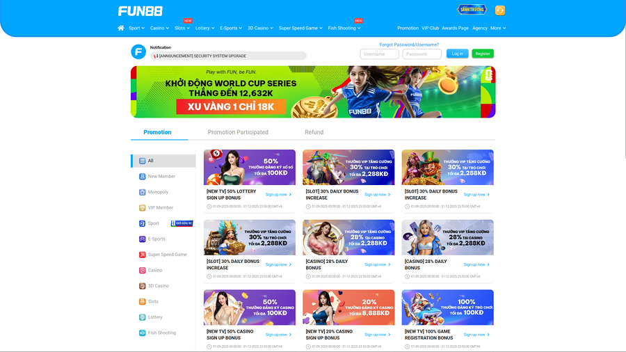 Fun88 Casino Desktop Promotions