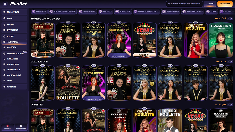 Funbet Casino Desktop Live Dealer