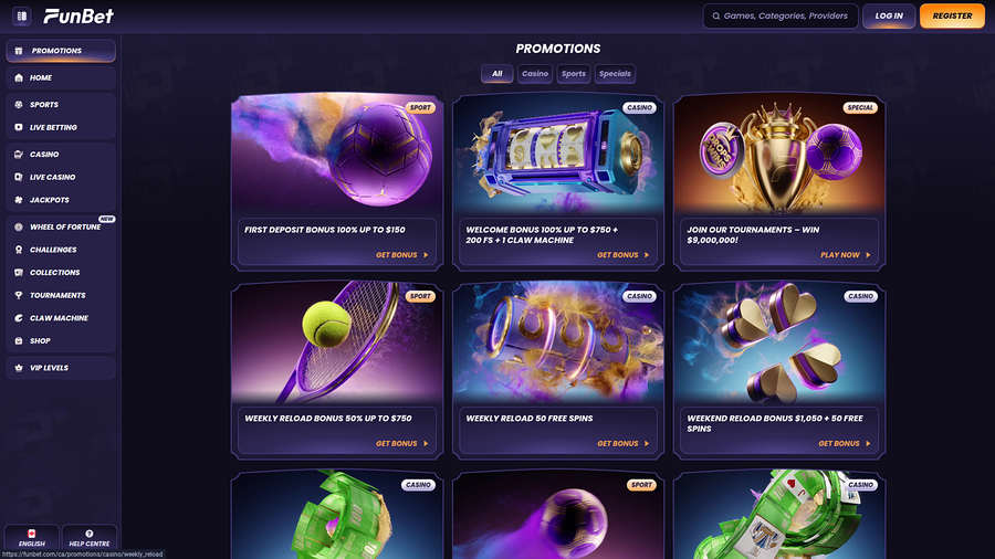Funbet Casino Desktop Promotions