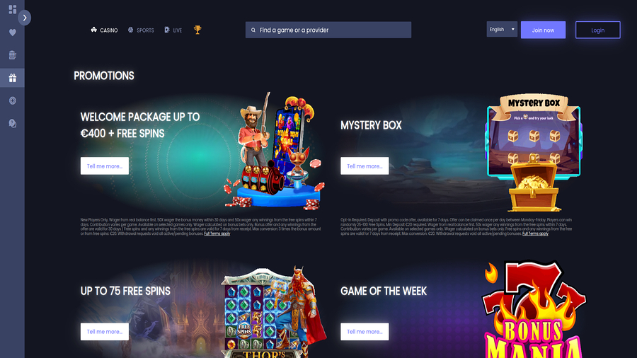 Promotions screenshot of FunkyJackpot Casino for Desktop