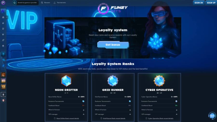 FunzyBets Casino VIP Desktop